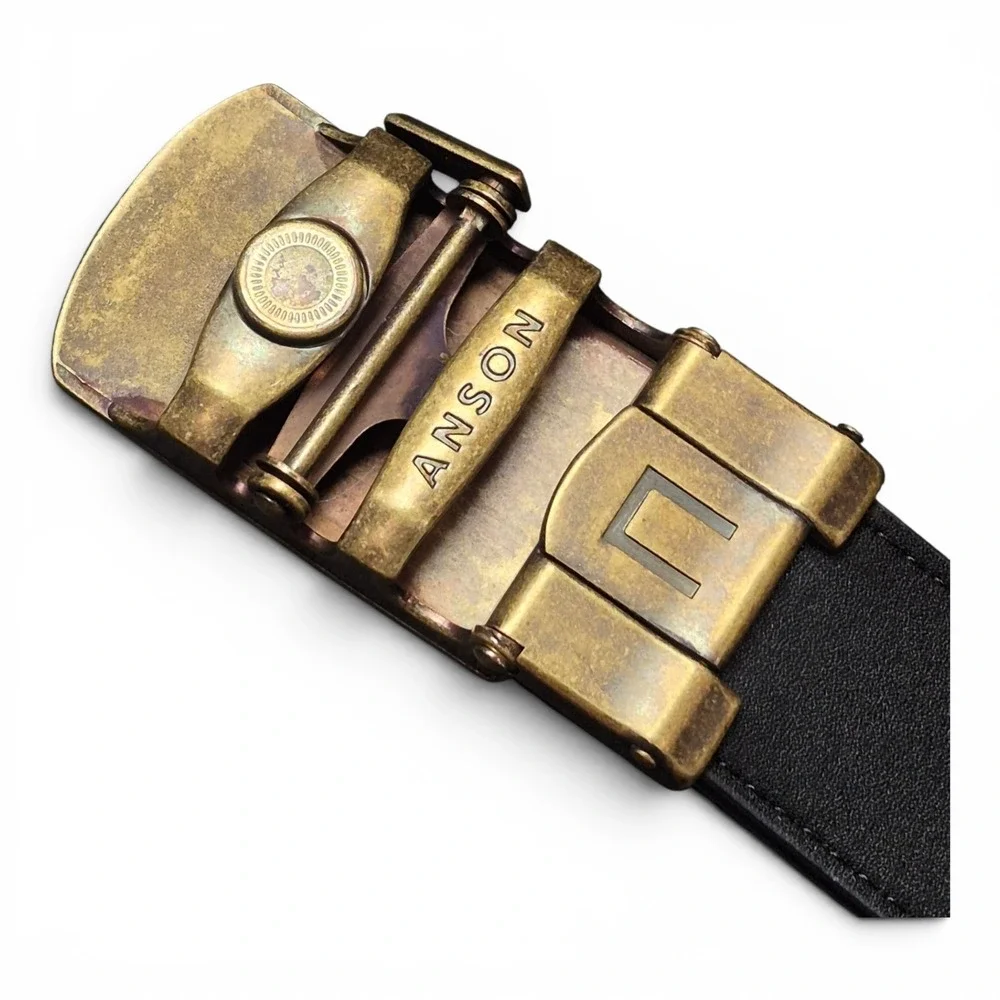 Anson Men's 39 Adjustable Canvas Web Belt Blue Brass Tone Military Slide Buckle
